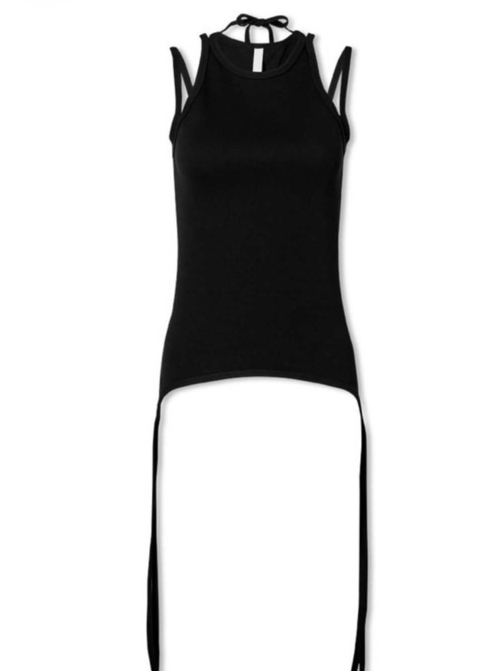 Dion Lee Split Tie Organic Cotton Tank Top Ribbed Black Sz Medium